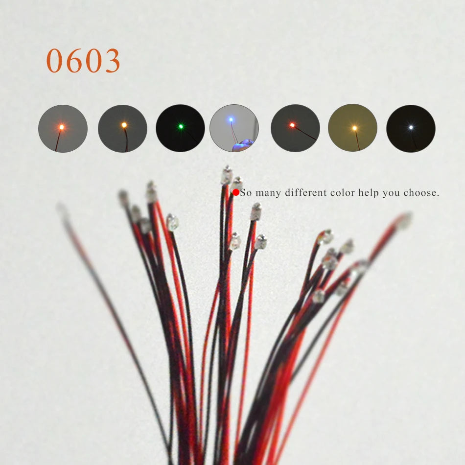 10pcs Wired SMD 0603 3V/12V Led Lamp Models Pre-soldered Micro Litz For Train Railway Landscape Lighting