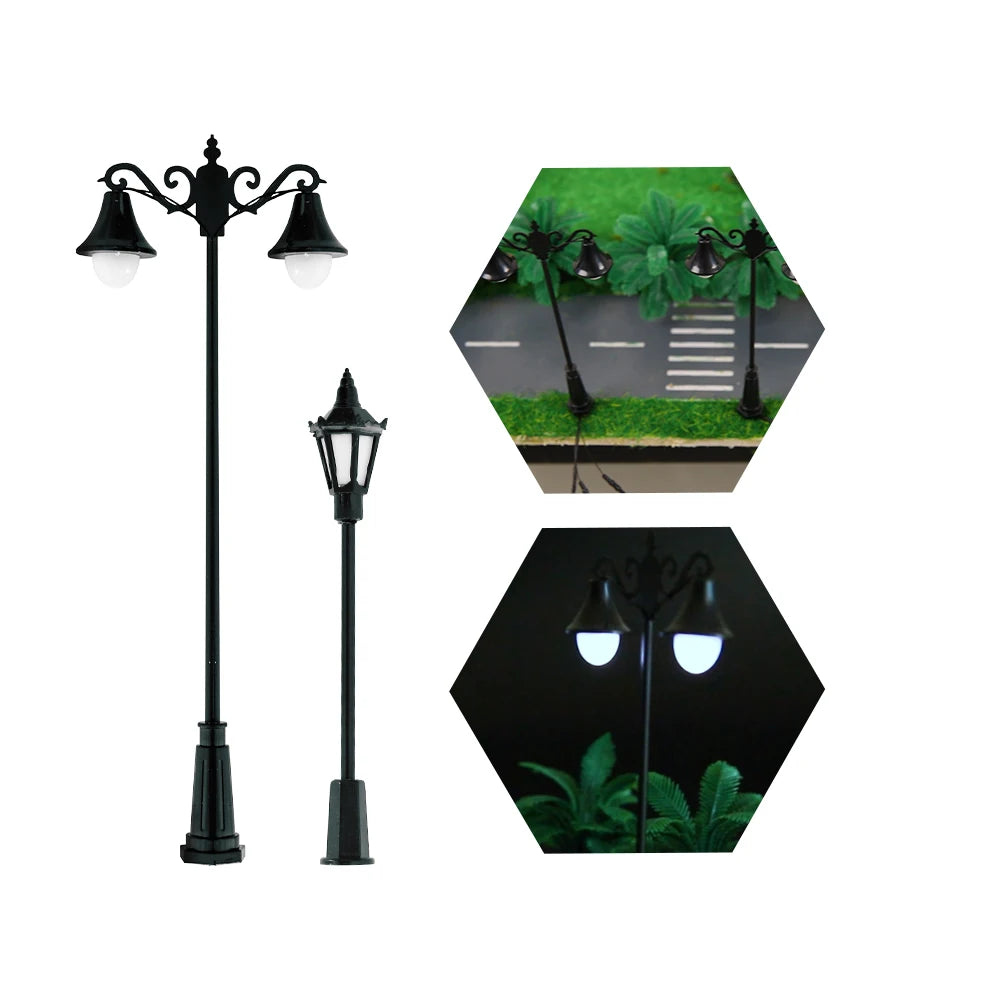 HO N Scale Model Railway Train Lamp Street 12V Led Lights Miniature For Garden Scenery Lanterns Retro landscape