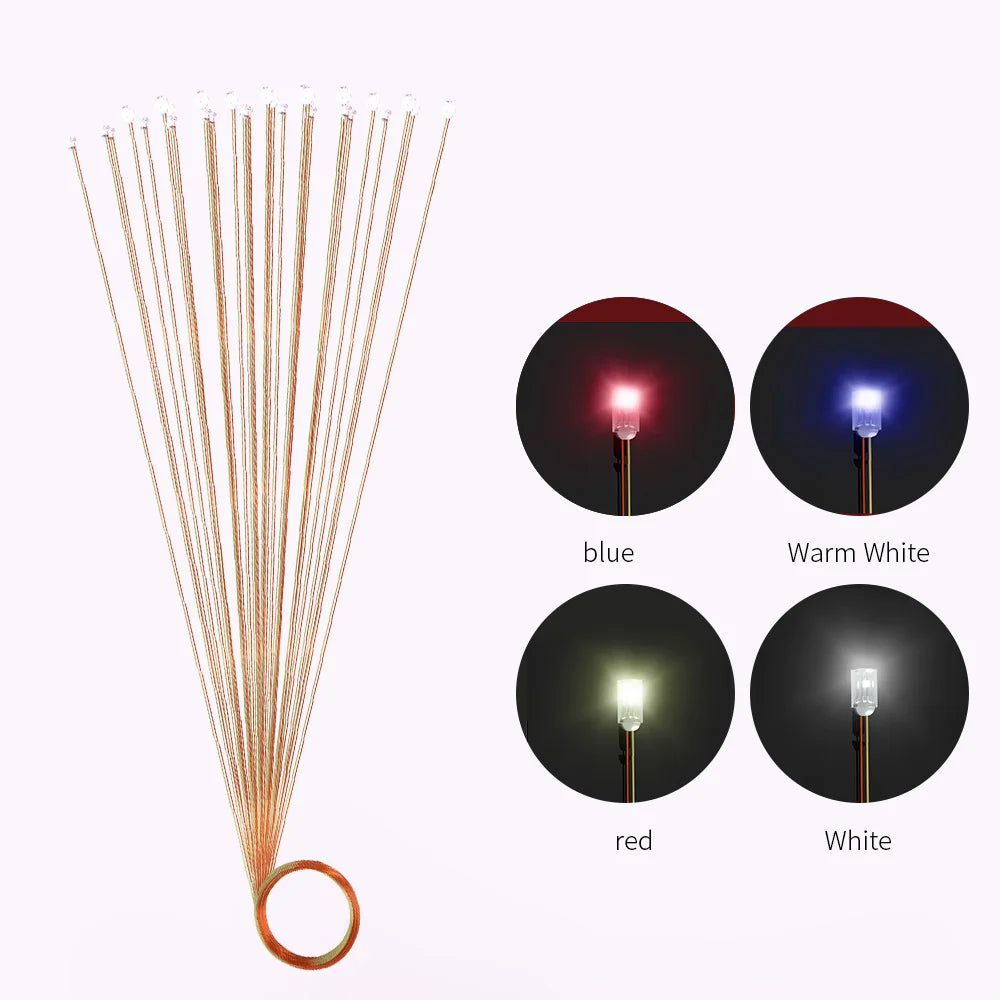 10pcs Ultra Bright 3V Pre Wired Led Diodes Chip Strip Light For diy Modeling Model Train Pre-soldered Micro Litz