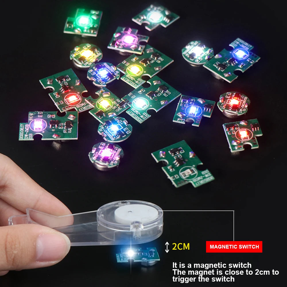 3pcs LED Magnetron Switch Lighting Chip Animation Hand To Do Plus Light Model Toys Wireless LAMP