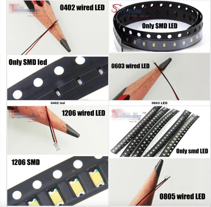 100PCS Wired Led SMD 0402 0603 0805 1206 3V Lamp Models Train Pre-Soldered Micro Litz For Toys DIY Lighting