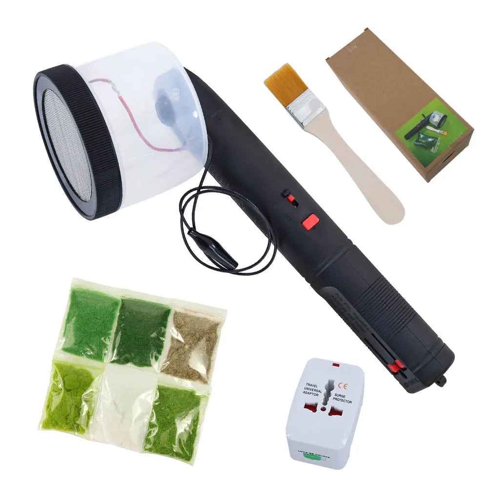 Mini Static Grass Flocking Machine – Portable Electrostatic Flocking Applicator for Model Scenery Applicator Battery Powered