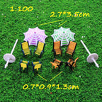 Outdoor Parasol & Chair Set - HO N Scale Model Scenery Accessories (1:100-1:150)