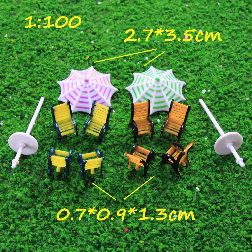 Outdoor Parasol & Chair Set - HO N Scale Model Scenery Accessories (1:100-1:150)