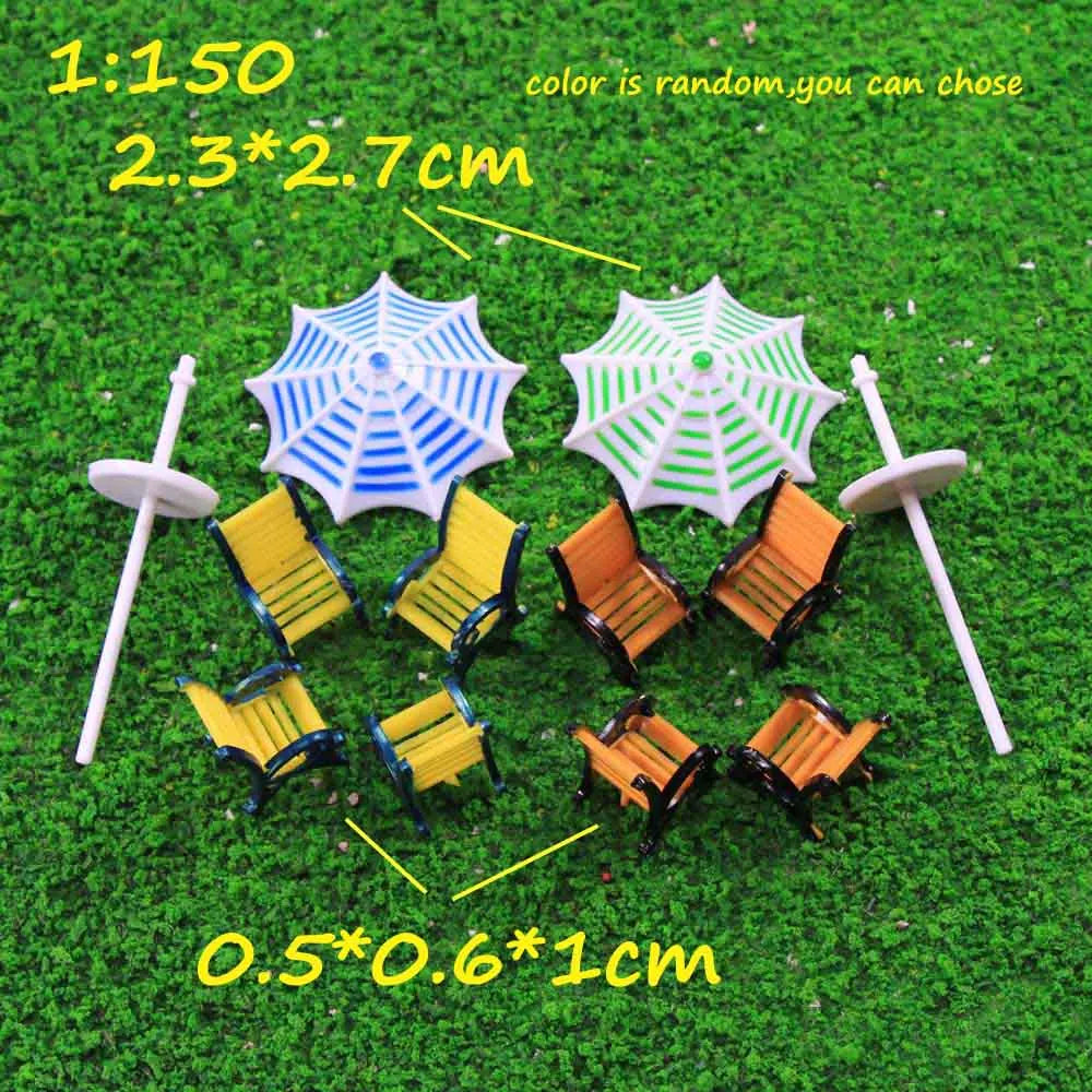 Outdoor Parasol & Chair Set - HO N Scale Model Scenery Accessories (1:100-1:150)