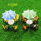 Outdoor Parasol & Chair Set - HO N Scale Model Scenery Accessories (1:100-1:150)