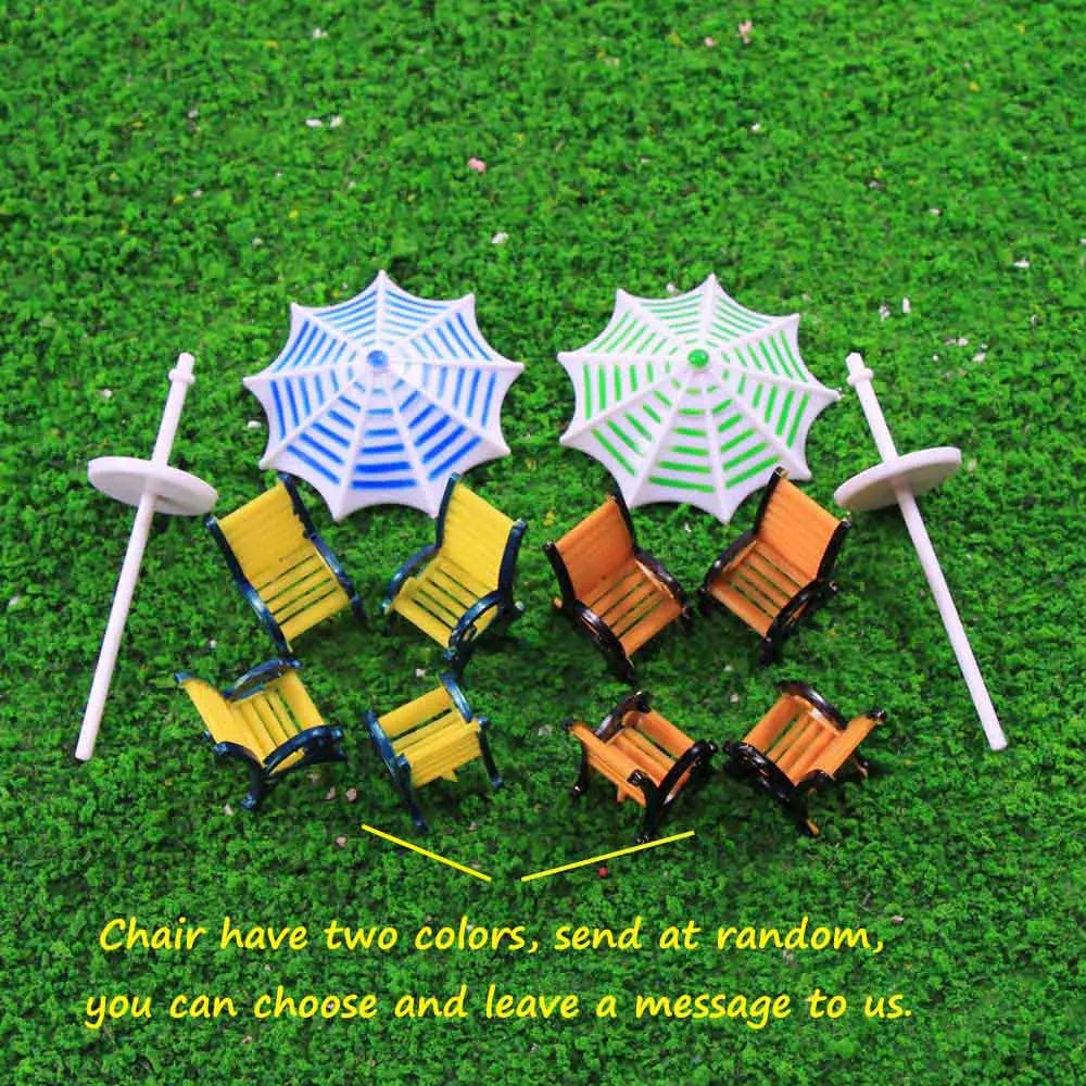 Outdoor Parasol & Chair Set - HO N Scale Model Scenery Accessories (1:100-1:150)