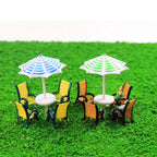 Outdoor Parasol & Chair Set - HO N Scale Model Scenery Accessories (1:100-1:150)