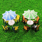 Outdoor Parasol & Chair Set - HO N Scale Model Scenery Accessories (1:100-1:150)