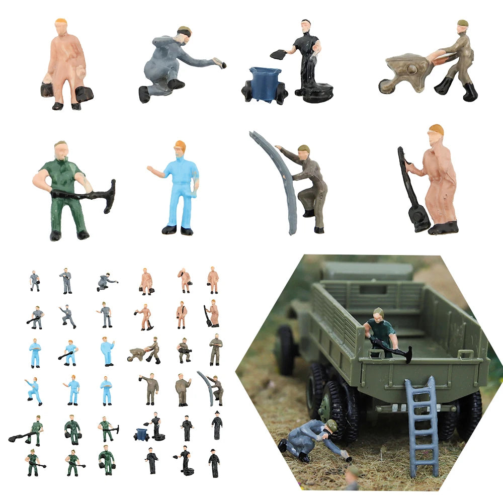 Ho Scale Train Working Figure  Mode Miniature Workers With Tools  For Railway Building Scenery Layout Toys Architecture