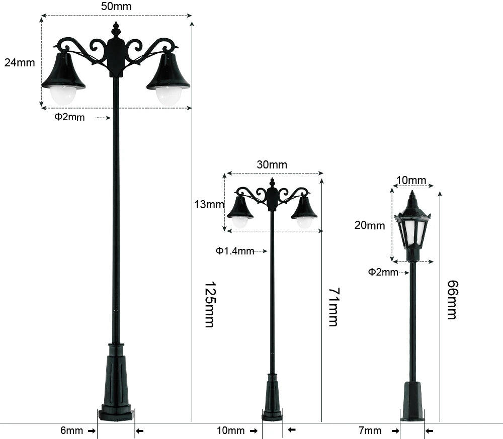 HO N Scale Model Railway Train Lamp Street 12V Led Lights Miniature For Garden Scenery Lanterns Retro landscape
