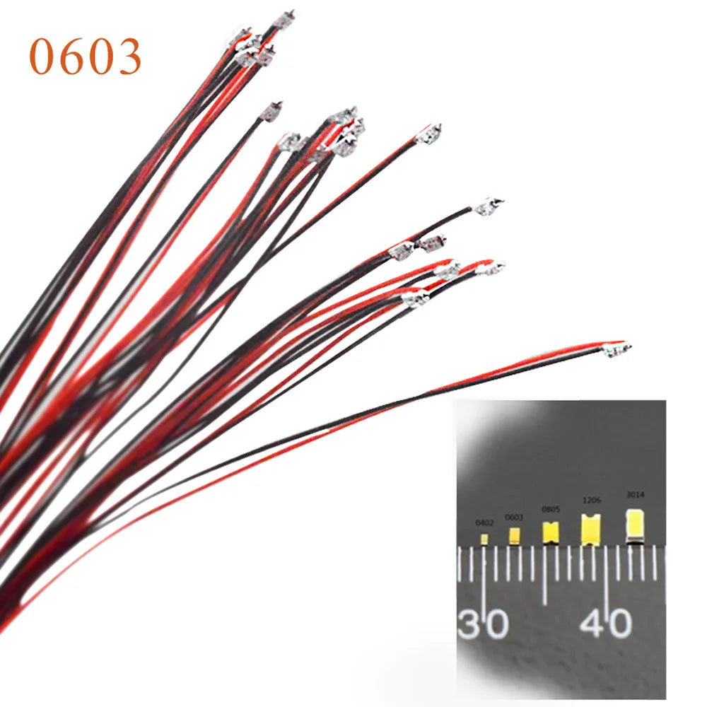 10pcs Wired SMD 0603 3V/12V Led Lamp Models Pre-soldered Micro Litz For Train Railway Landscape Lighting