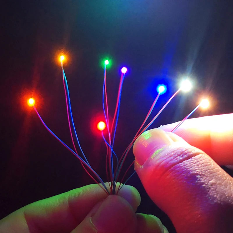 100PCS Wired Led SMD 0402 0603 0805 1206 3V Lamp Models Train Pre-Soldered Micro Litz For Toys DIY Lighting