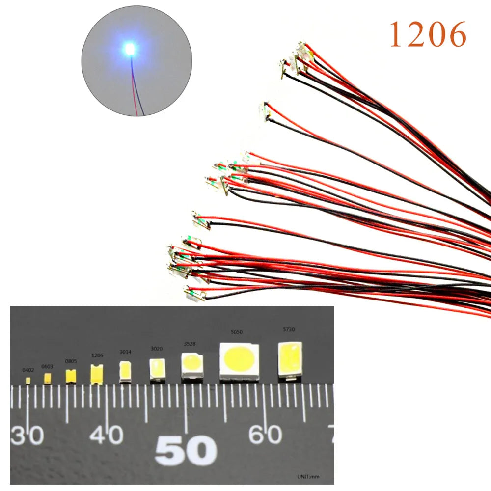 Wired Led SMD 1206 3V Led Lamp Models Train Pre-soldered Micro Litz For Train Railway Landscape Lighting