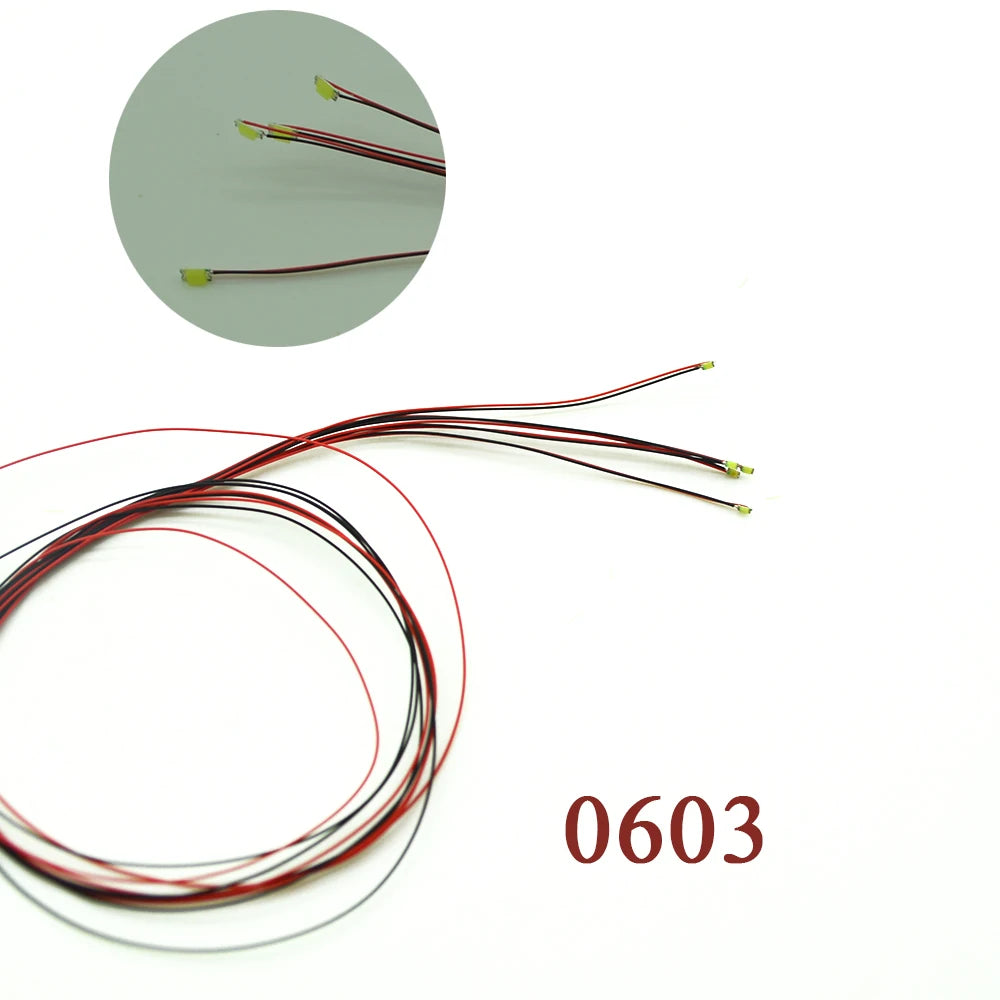 10pcs Wired SMD 0603 3V/12V Led Lamp Models Pre-soldered Micro Litz For Train Railway Landscape Lighting