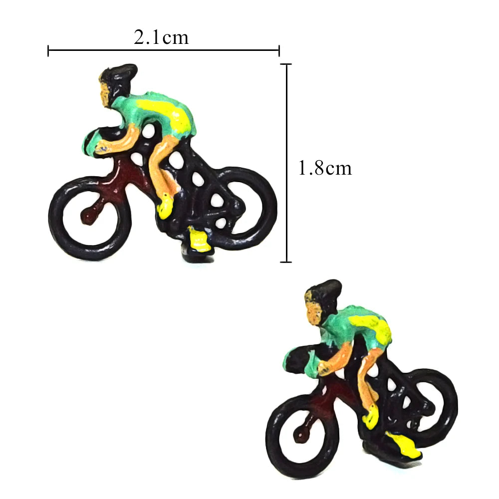 12Pcs/set Ho Scale Miniature Cyclist 1:87 ABS Plastic Bicycle Racing Painted Figures Sports Fan People for Diorama