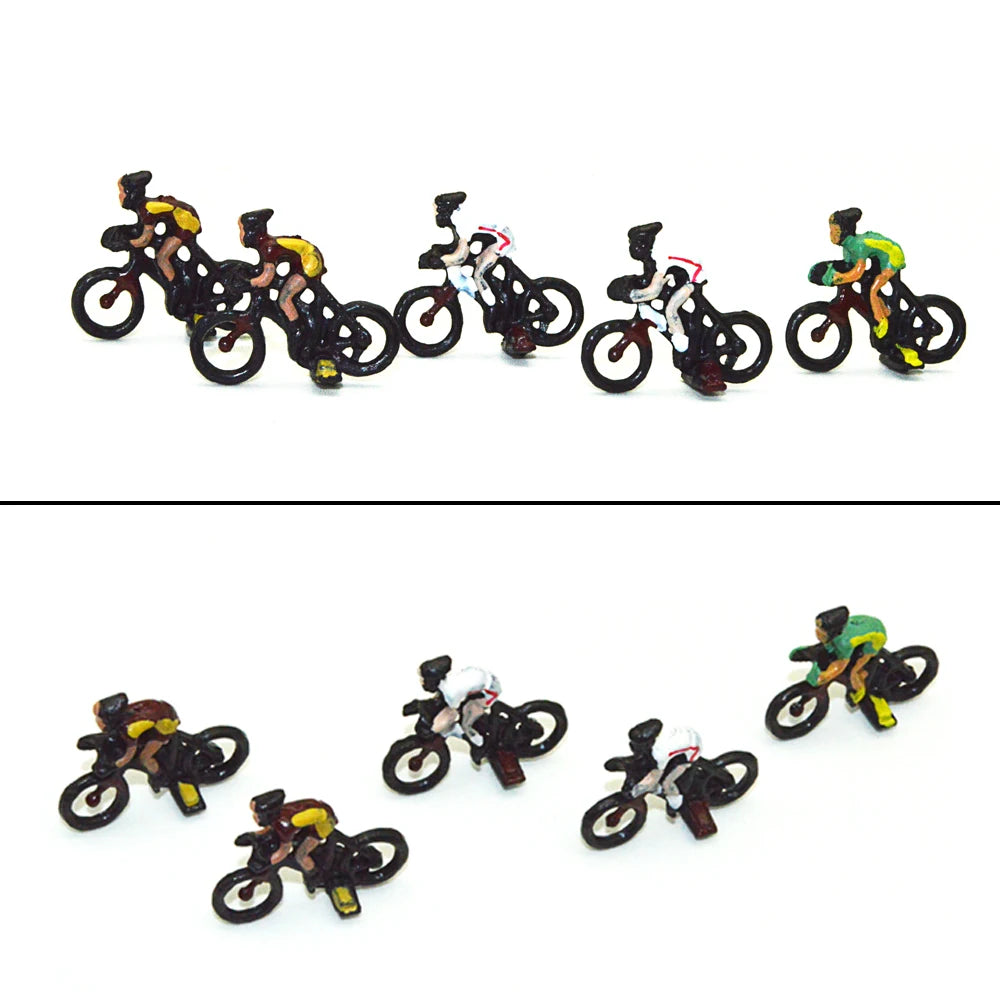 12Pcs/set Ho Scale Miniature Cyclist 1:87 ABS Plastic Bicycle Racing Painted Figures Sports Fan People for Diorama