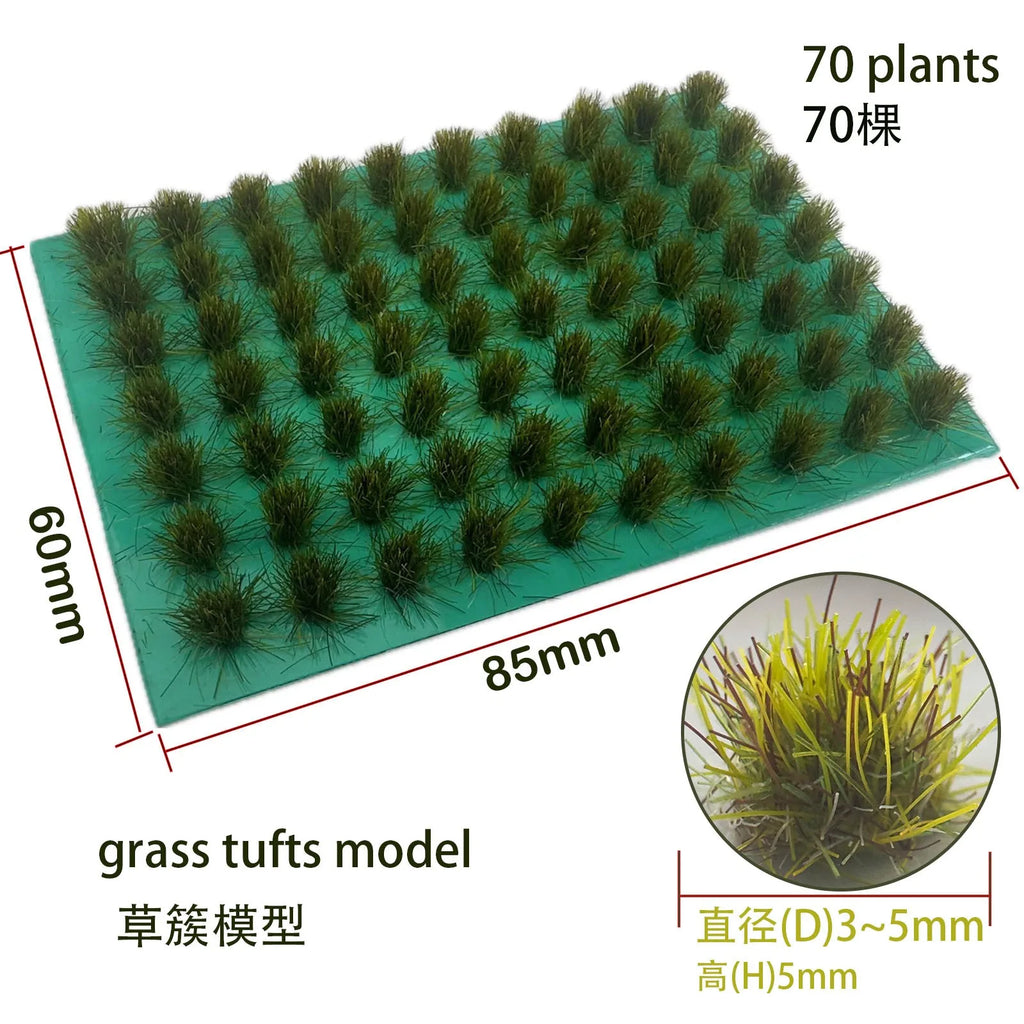 70pcs 5mm Miniature Static Grass Tufts for HO N Scale Model Railway Train Layout Military Wargame Scenarios DIY Diorama Making