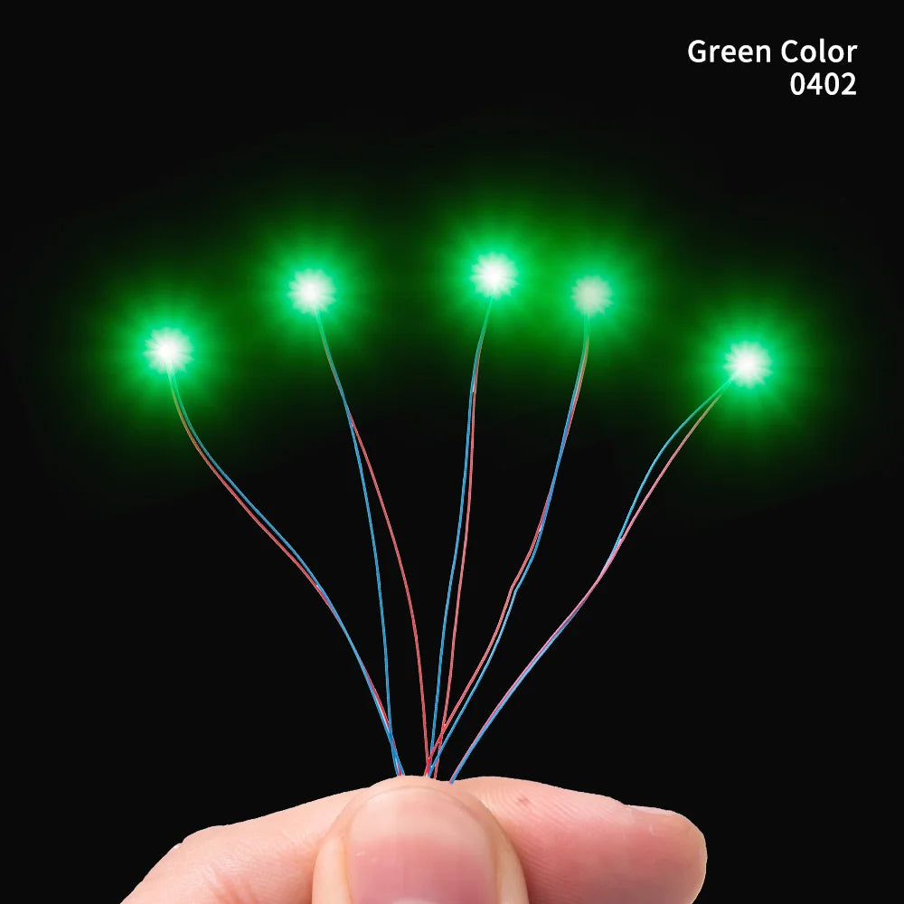 40PCS 3V Miniature Lamp Wired Led SMD 0402 Models Train Pre-Soldered Micro Litz Toys DIY Model Making Lighting Wire Length 30cm