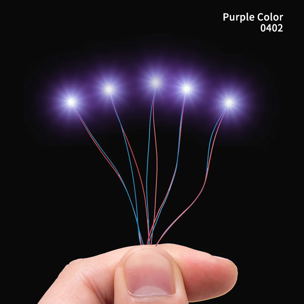 40PCS 3V Miniature Lamp Wired Led SMD 0402 Models Train Pre-Soldered Micro Litz Toys DIY Model Making Lighting Wire Length 30cm