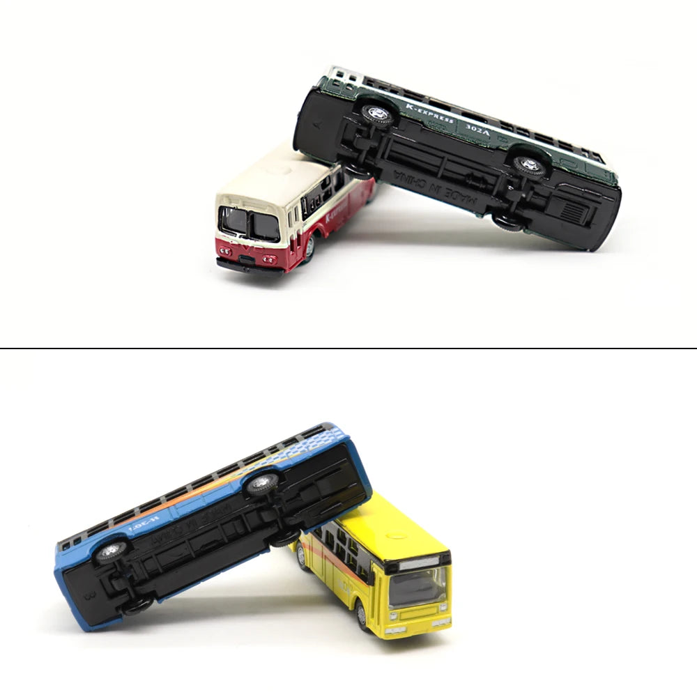 2PCS N Scale 1/150 Metal Miniature Model Bus  For Garden /Railway/Railroad/Train Layout/Toy DIY