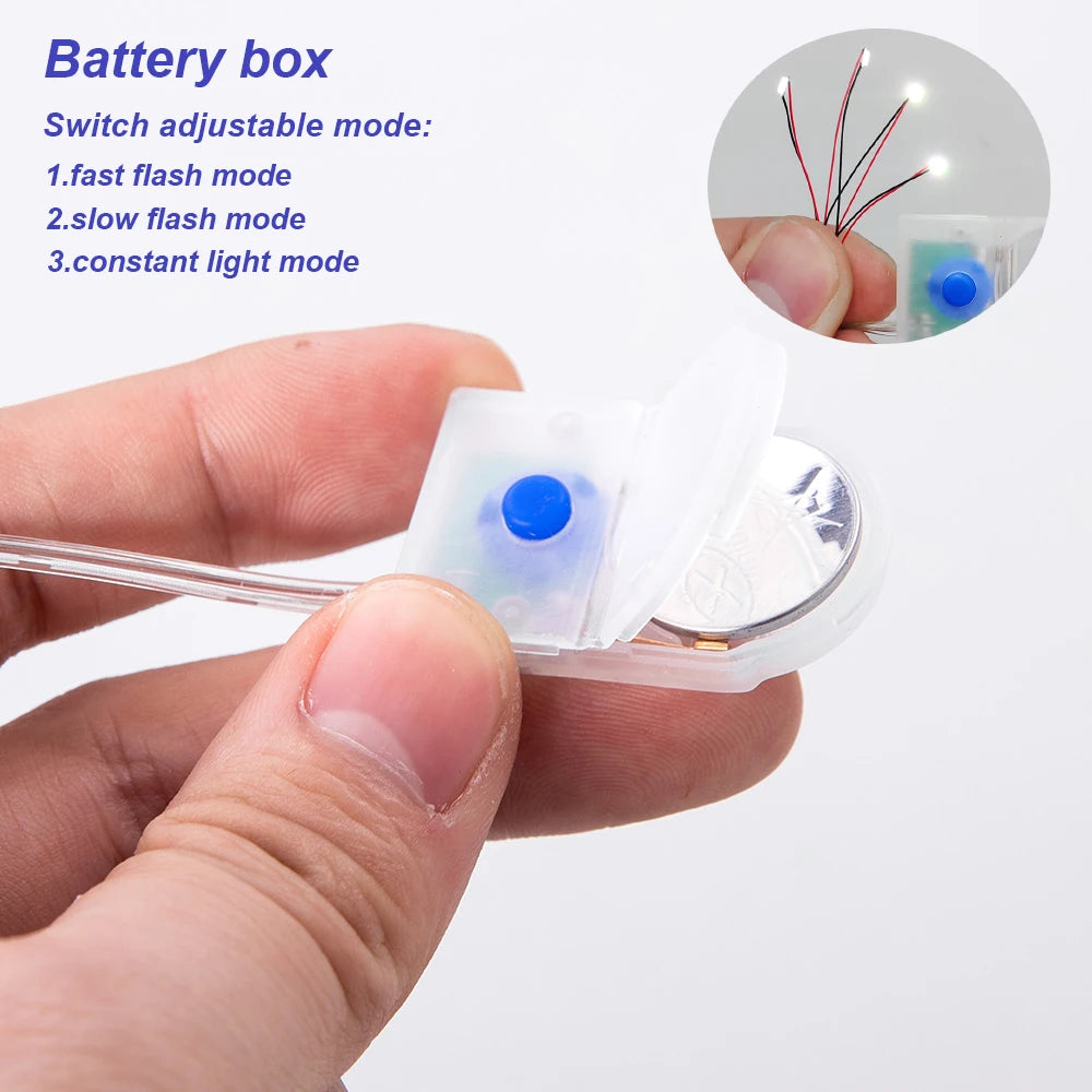 1pc/2pcs/5pcs 3V CR2032 Battery Storage Box With Switch For Adjust Fast/Slow Flash And Constant Bright Mode Without Lights