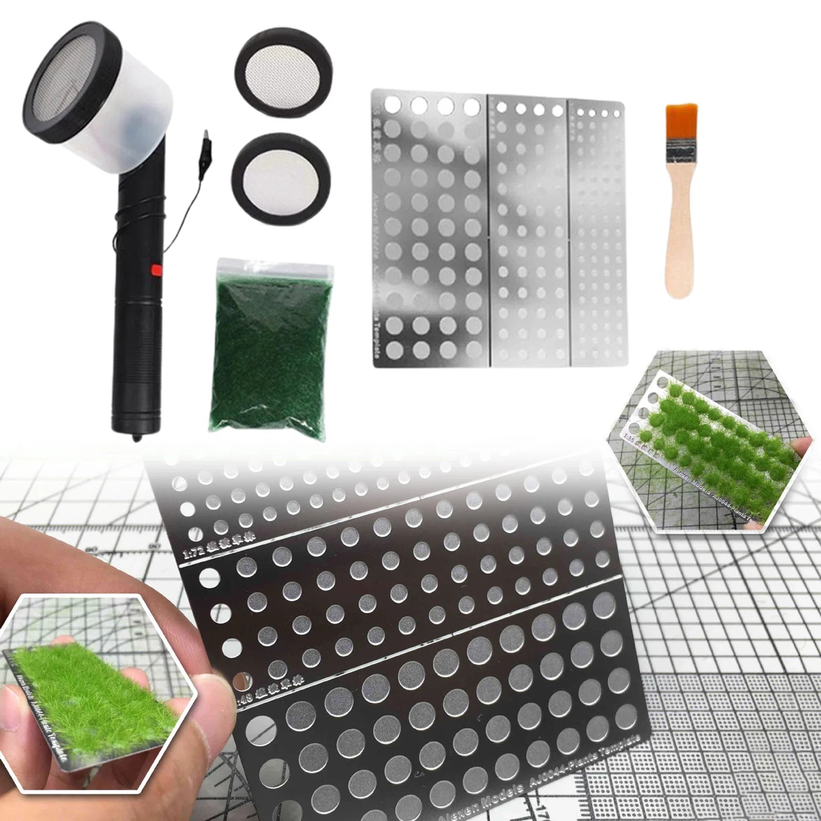 Mini Static Grass Flocking Machine – Portable Electrostatic Flocking Applicator for Model Scenery Applicator Battery Powered