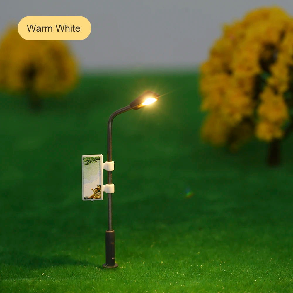 10pcs 3V Miniature Led Lamp Model Metal Billboard Light for 1/200-1/75 Railway Train Layout/Diy Sandtable Landscape/Diorama
