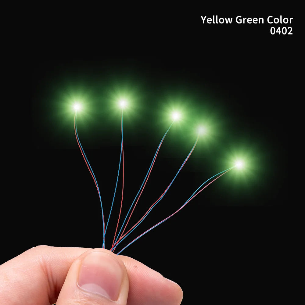 40PCS 3V Miniature Lamp Wired Led SMD 0402 Models Train Pre-Soldered Micro Litz Toys DIY Model Making Lighting Wire Length 30cm