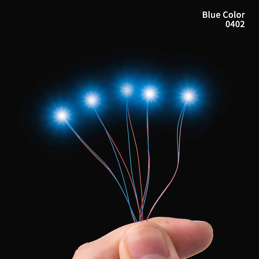 40PCS 3V Miniature Lamp Wired Led SMD 0402 Models Train Pre-Soldered Micro Litz Toys DIY Model Making Lighting Wire Length 30cm