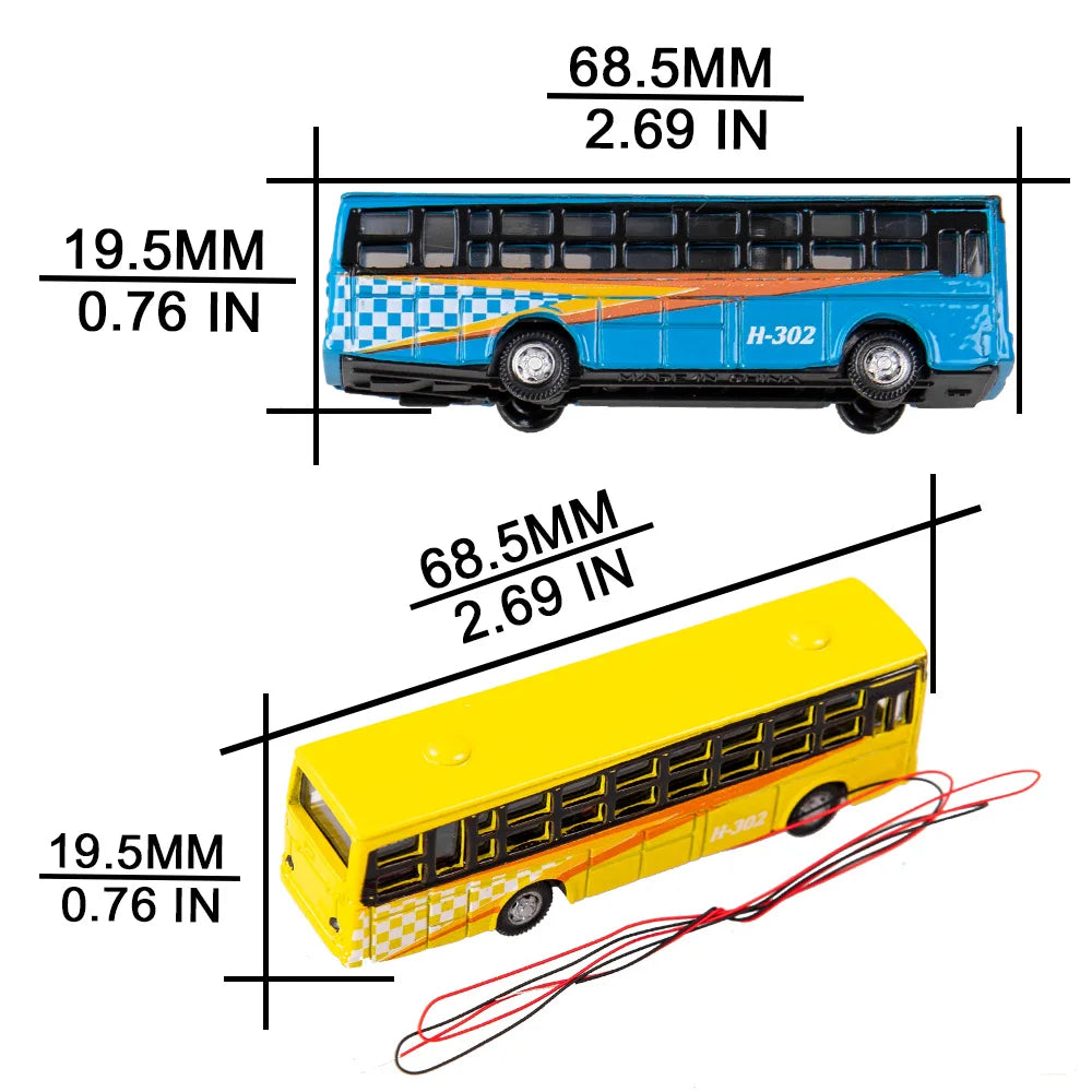 N Scale 1:150 Metal Miniature Model Bus 12V with Led light For Garden /Railway/Railroad/Train Layout/Toy DIY