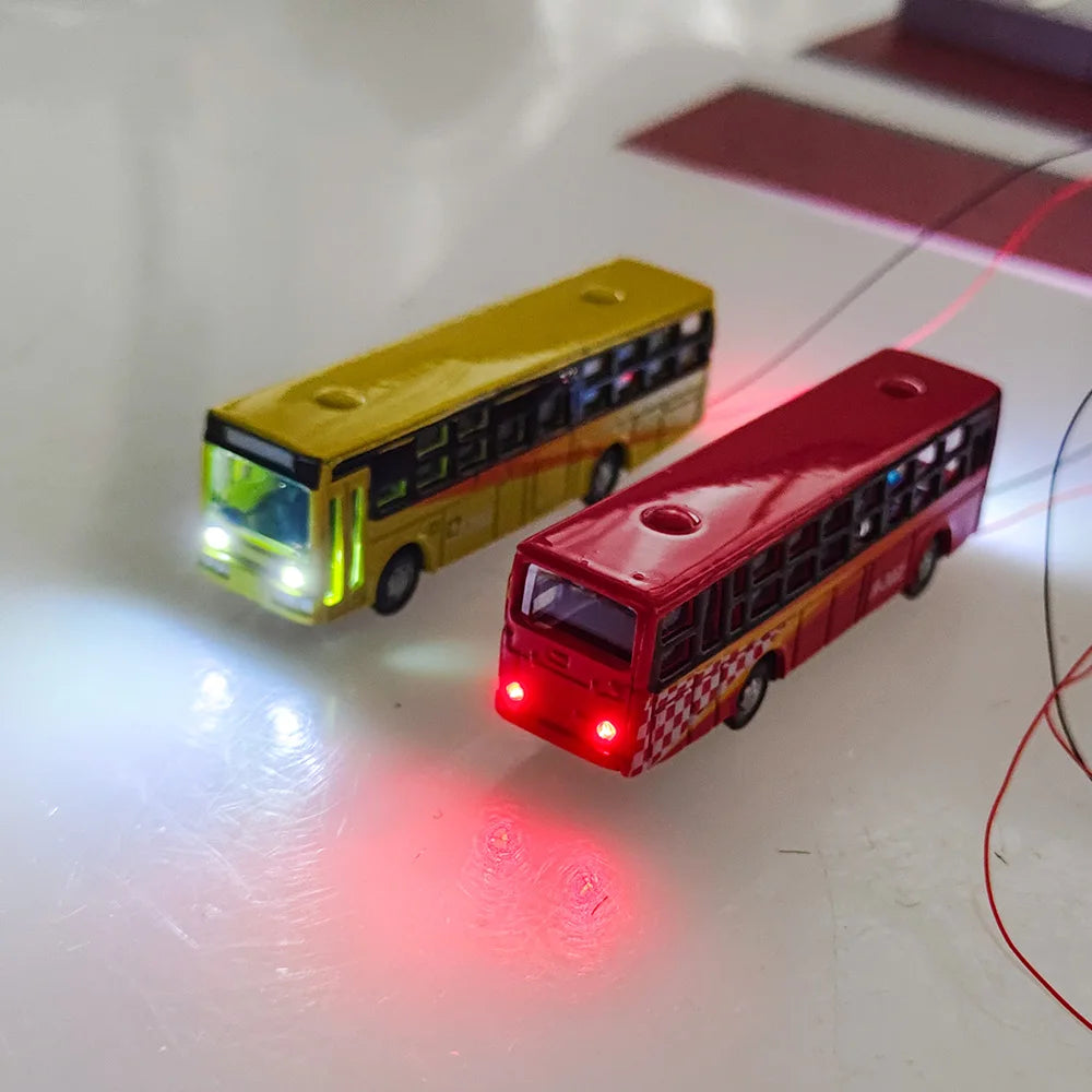 N Scale 1:150 Metal Miniature Model Bus 12V with Led light For Garden /Railway/Railroad/Train Layout/Toy DIY