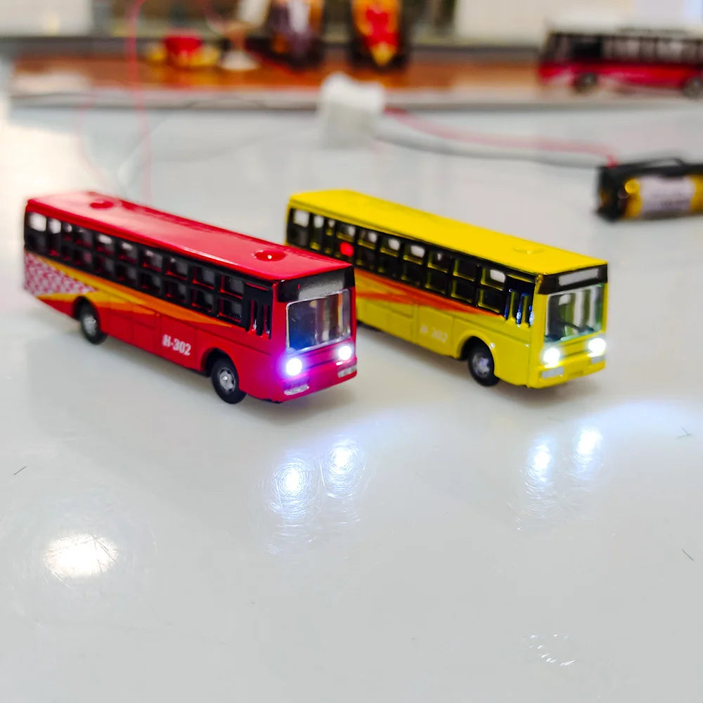 N Scale 1:150 Metal Miniature Model Bus 12V with Led light For Garden /Railway/Railroad/Train Layout/Toy DIY