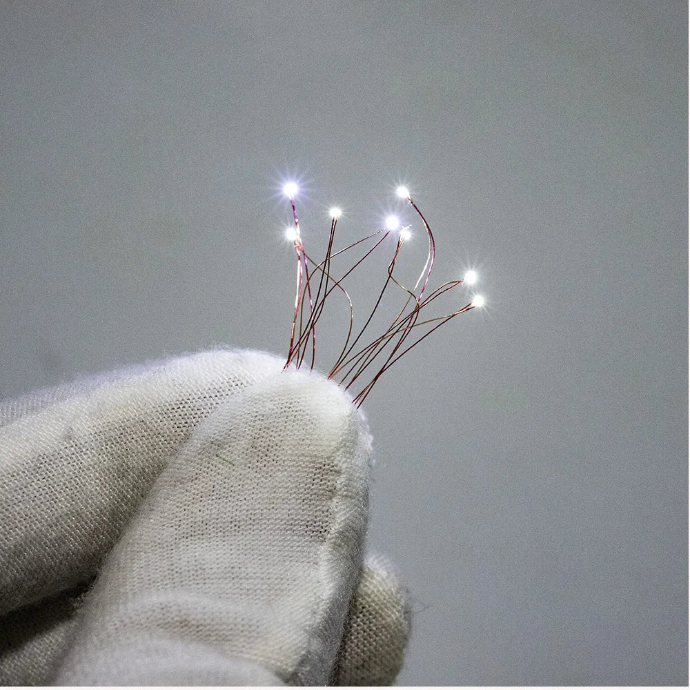 5pcs 3V 0201 SMD LED Lamp Micro LED Light Copper Wire Toys Models Pre-Soldered Micro Litz Diy Model Making for Diorama