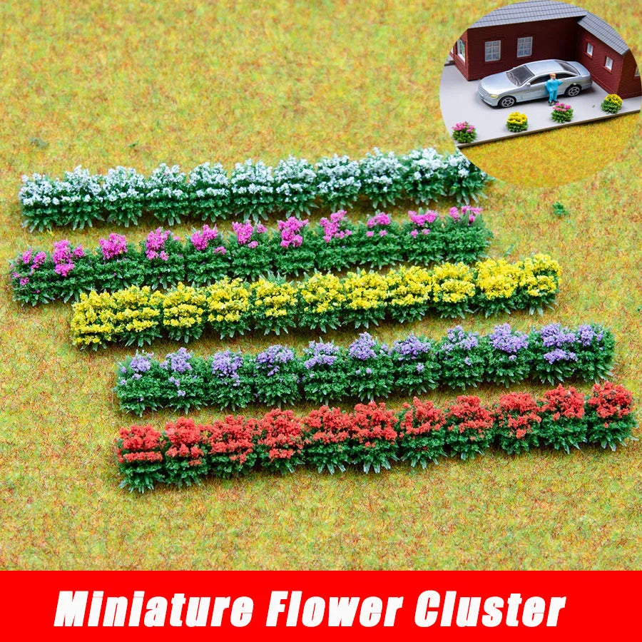 4pcs Height 10mm Miniature Flower Grass Cluster Military Scenery Diy Model Making Railway Train Layout Building Kits for Diorama
