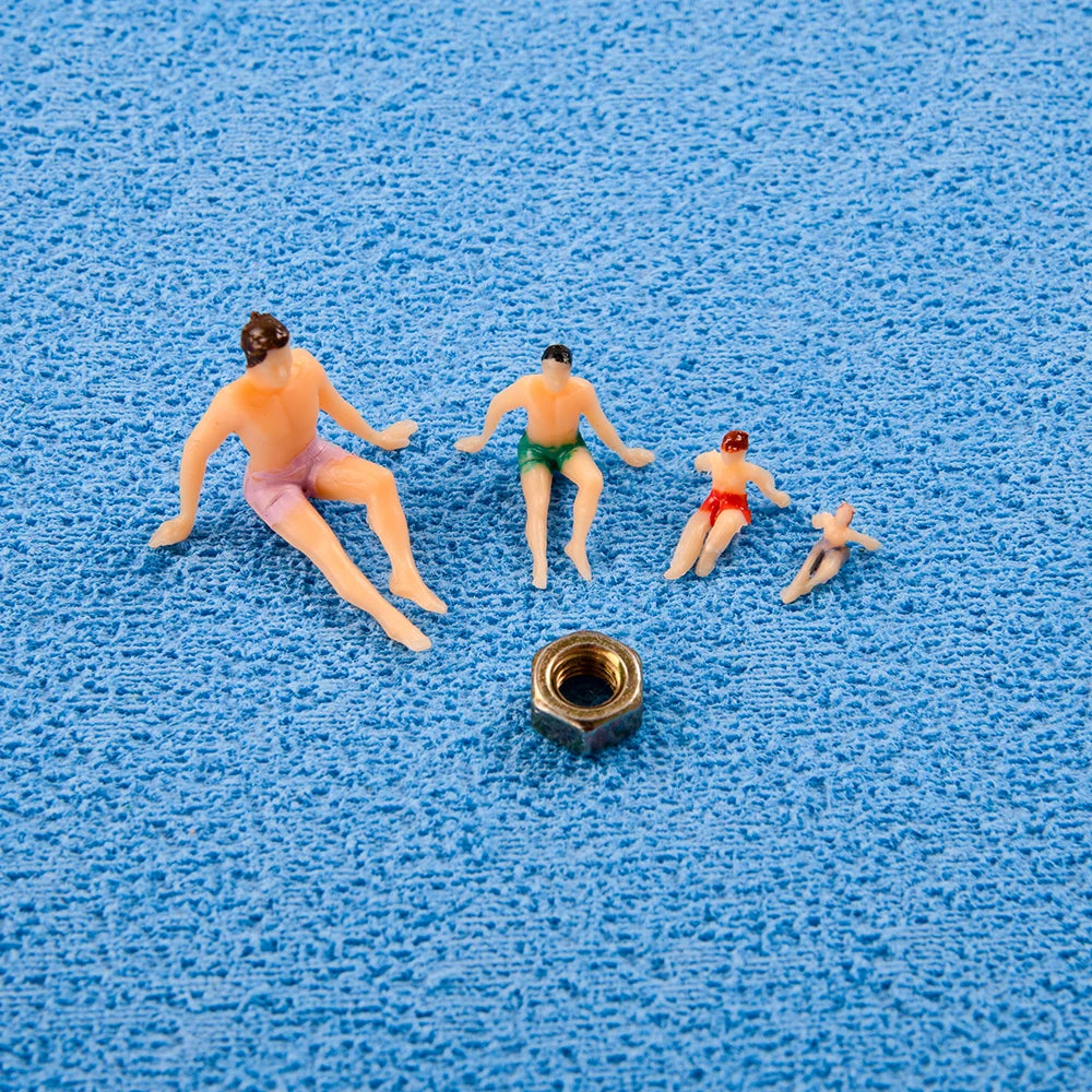 100pcs Diy Scale Miniature Swimming Figures Model Seabeach Painted People Architecture Building Materials for Diorama