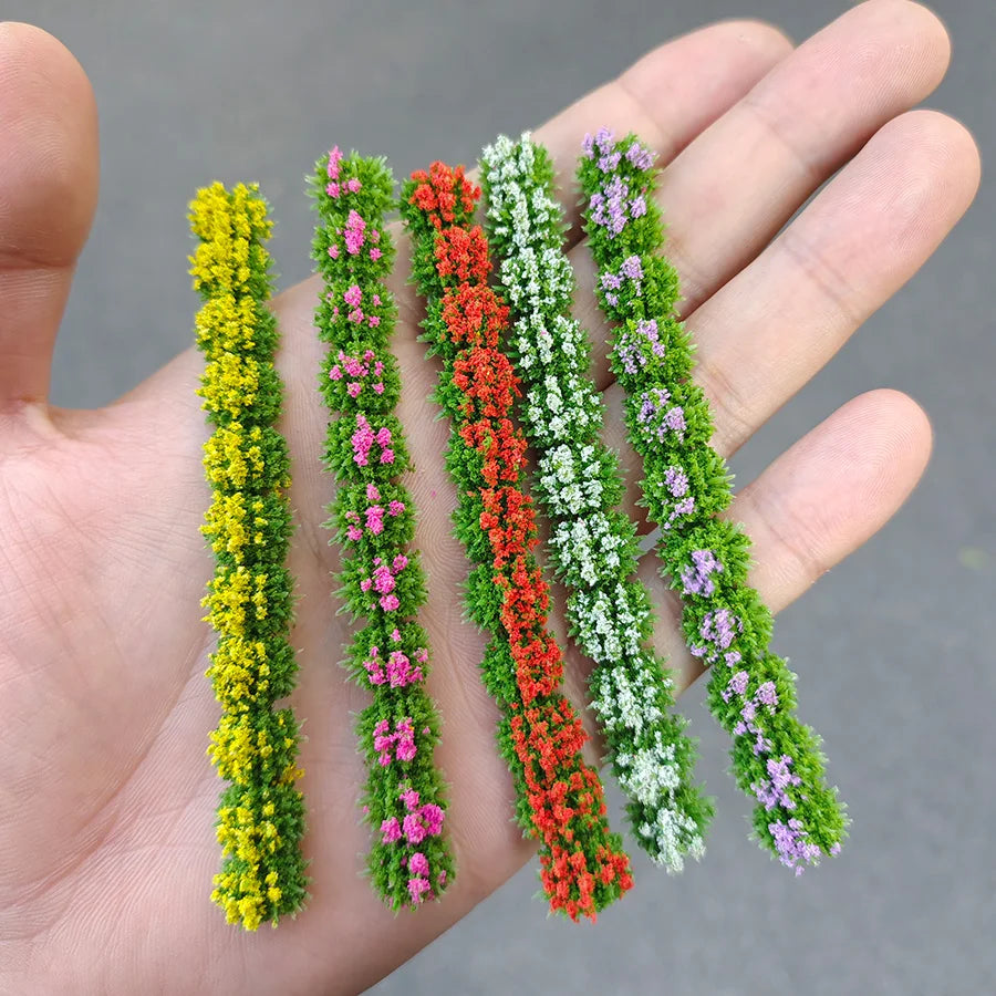 4pcs Height 10mm Miniature Flower Grass Cluster Military Scenery Diy Model Making Railway Train Layout Building Kits for Diorama