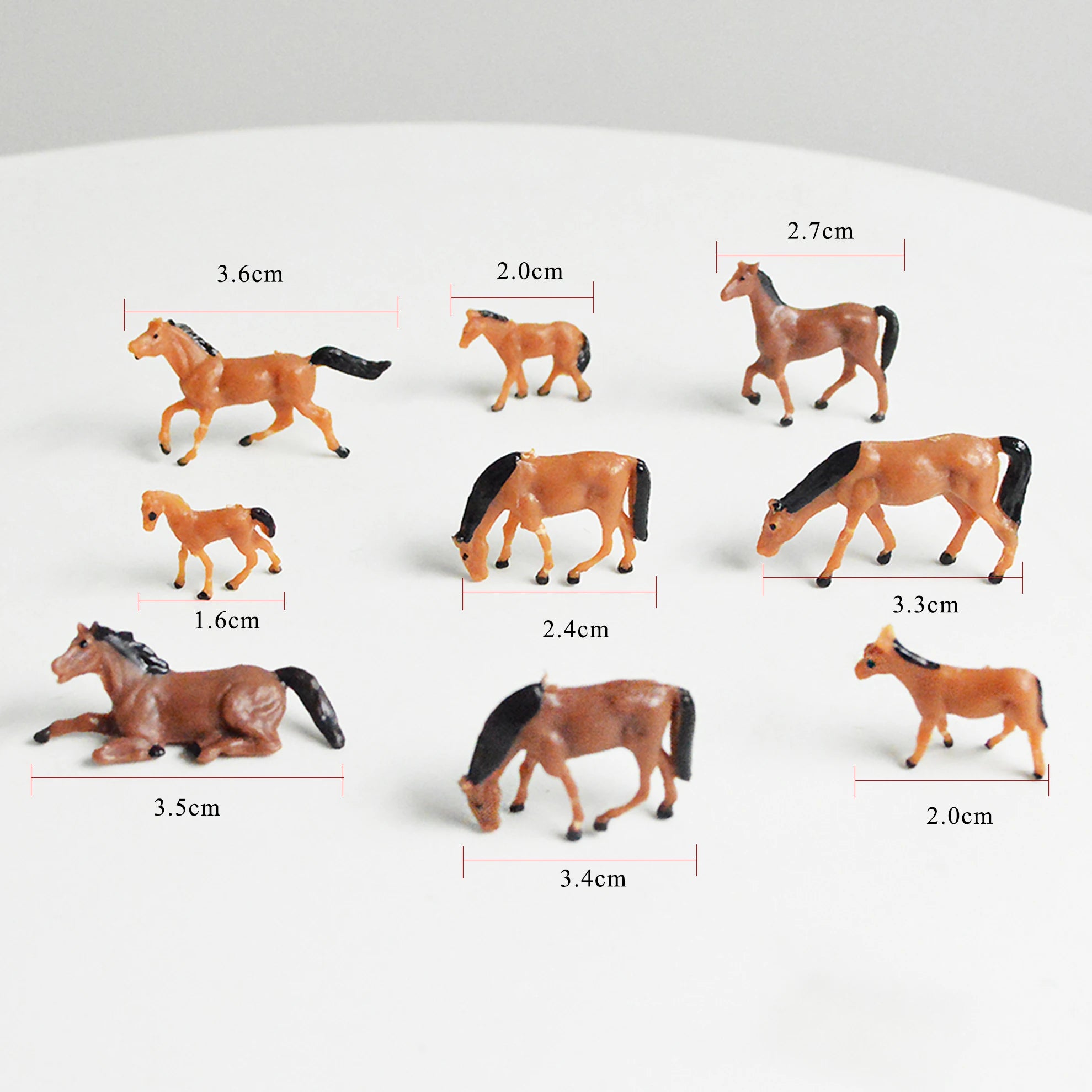 6pcs/lot Ho Scale 1:87 Miniature Horses Model Farm Animals Landscape Toys DIY Model Making for Diorama Random Poses
