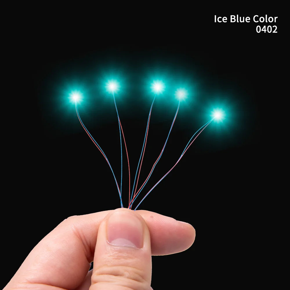 40PCS 3V Miniature Lamp Wired Led SMD 0402 Models Train Pre-Soldered Micro Litz Toys DIY Model Making Lighting Wire Length 30cm