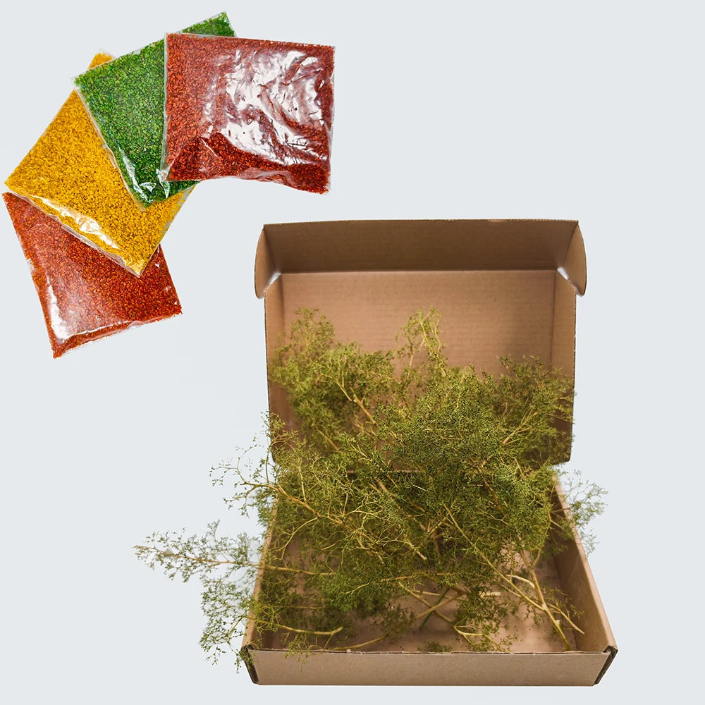 Seafoam Miniature Tree Branches in Multiple Colors – Realistic DIY Trees for HO OO N Scale Diorama Scenery