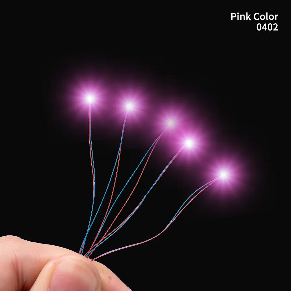 40PCS 3V Miniature Lamp Wired Led SMD 0402 Models Train Pre-Soldered Micro Litz Toys DIY Model Making Lighting Wire Length 30cm