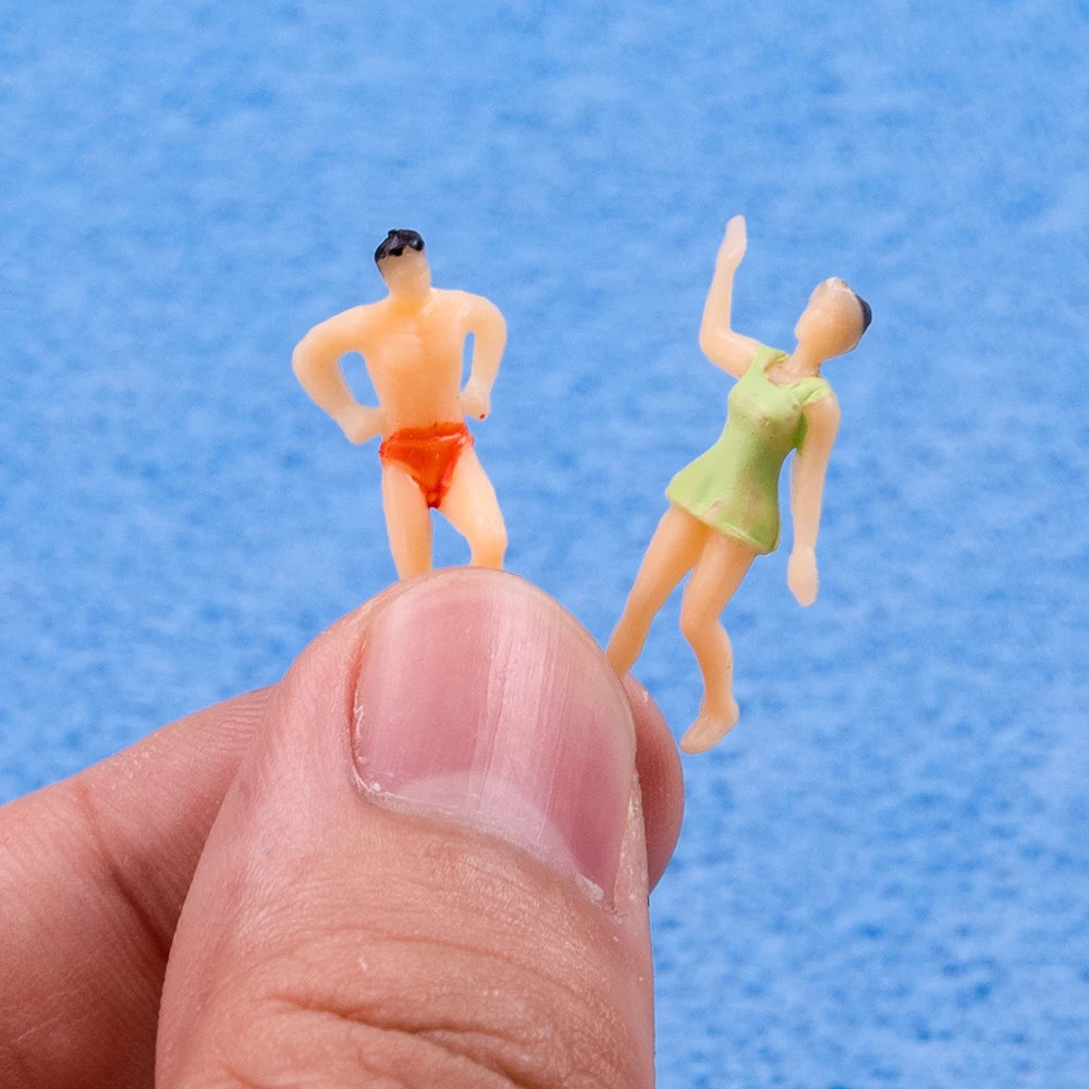 100pcs Diy Scale Miniature Swimming Figures Model Seabeach Painted People Architecture Building Materials for Diorama