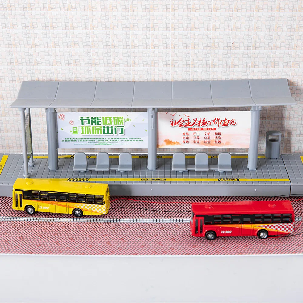 2PCS N Scale 1/150 Metal Miniature Model Bus  For Garden /Railway/Railroad/Train Layout/Toy DIY