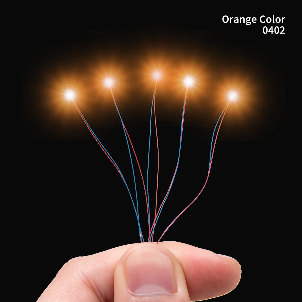 40PCS 3V Miniature Lamp Wired Led SMD 0402 Models Train Pre-Soldered Micro Litz Toys DIY Model Making Lighting Wire Length 30cm