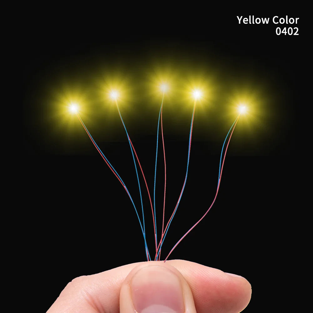 40PCS 3V Miniature Lamp Wired Led SMD 0402 Models Train Pre-Soldered Micro Litz Toys DIY Model Making Lighting Wire Length 30cm