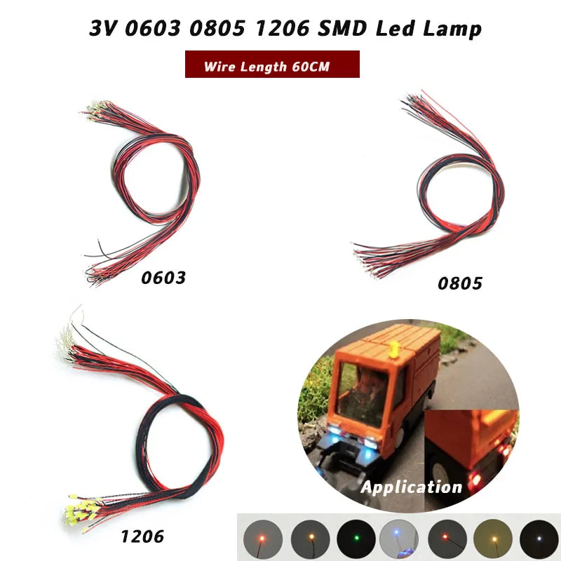 10pcs 3V led micro litz lights for Model train Diorama house Kits DIY Pre-soldered Micro Litz Modeling Cars/Robots