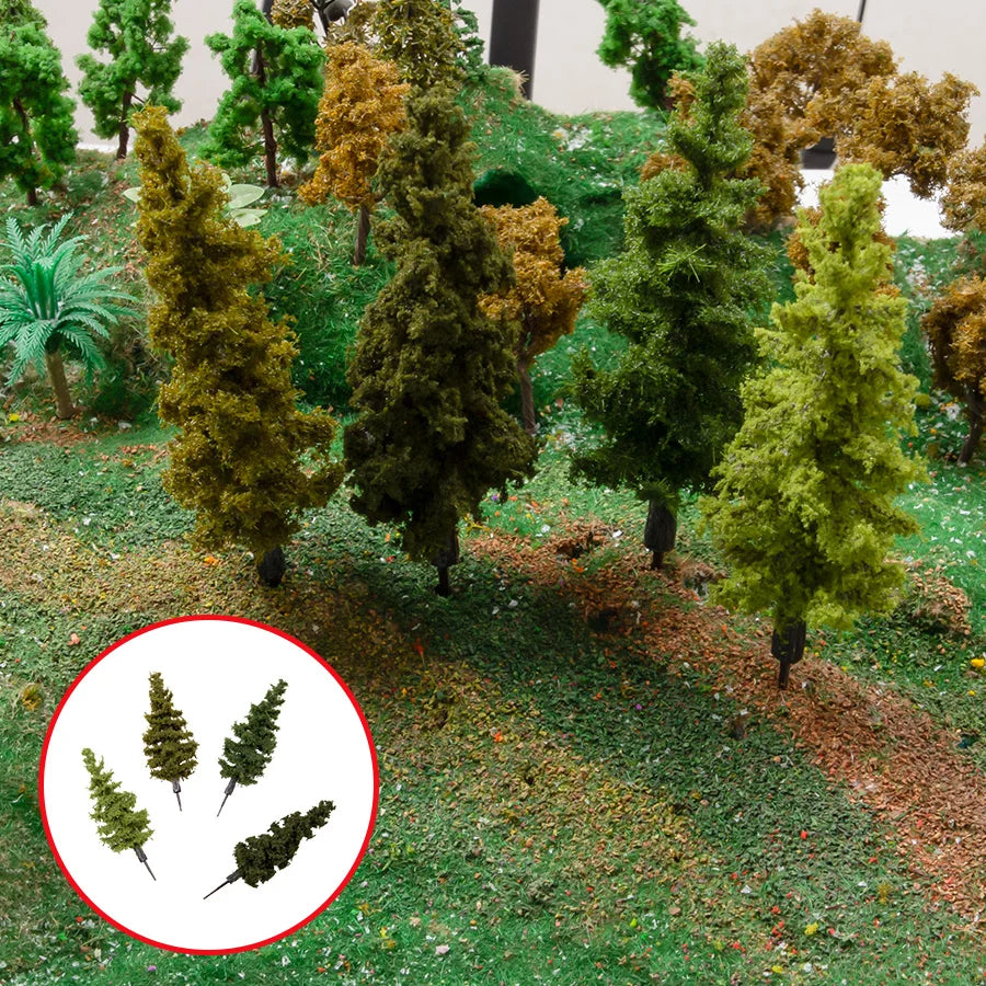 2pcs 1:87 Scale Model Pine Trees Cedar Landscape Miniature Train Railway Layout Scenery Dioramas Diy Christmas Day Decoration