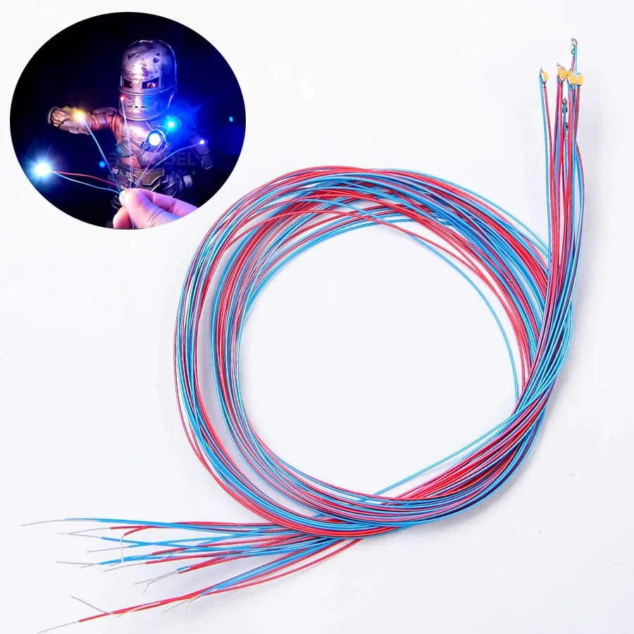 40PCS 3V Miniature Lamp Wired Led SMD 0402 Models Train Pre-Soldered Micro Litz Toys DIY Model Making Lighting Wire Length 30cm