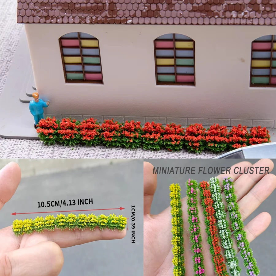 4pcs Height 10mm Miniature Flower Grass Cluster Military Scenery Diy Model Making Railway Train Layout Building Kits for Diorama