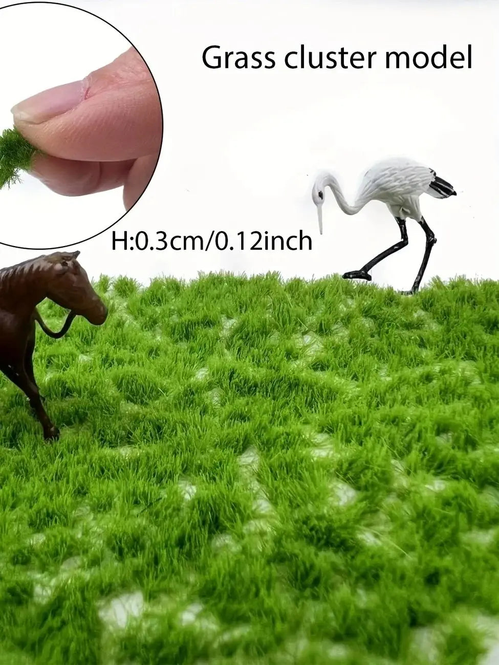 3mm Miniature Static Grass Tufts Cluster, for DIY Model Making, Railway Scene, Wargame, Sand Table Layout, Diorama, Decoration